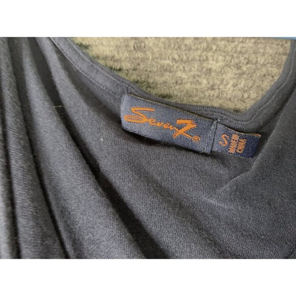 Seven 7 Womens Size Small Navy Blue Cap Sleeve Midi Dress Wrap Look - Picture 4 of 5